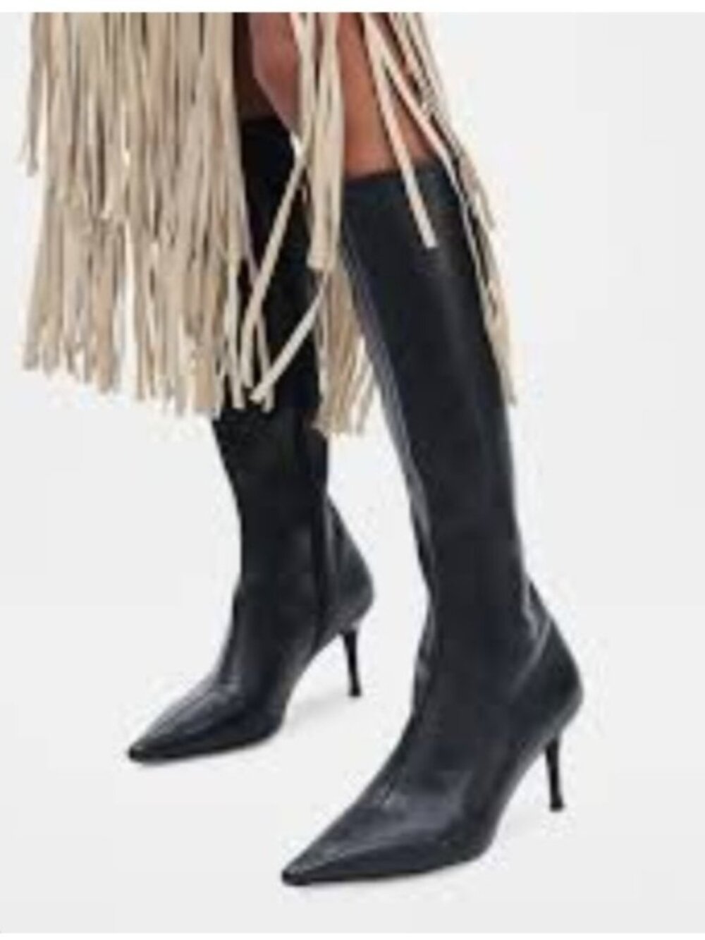 Rag & Bone Mercer Leather Knee High Boots Black Pointed Toe Kitten Heel EU 37